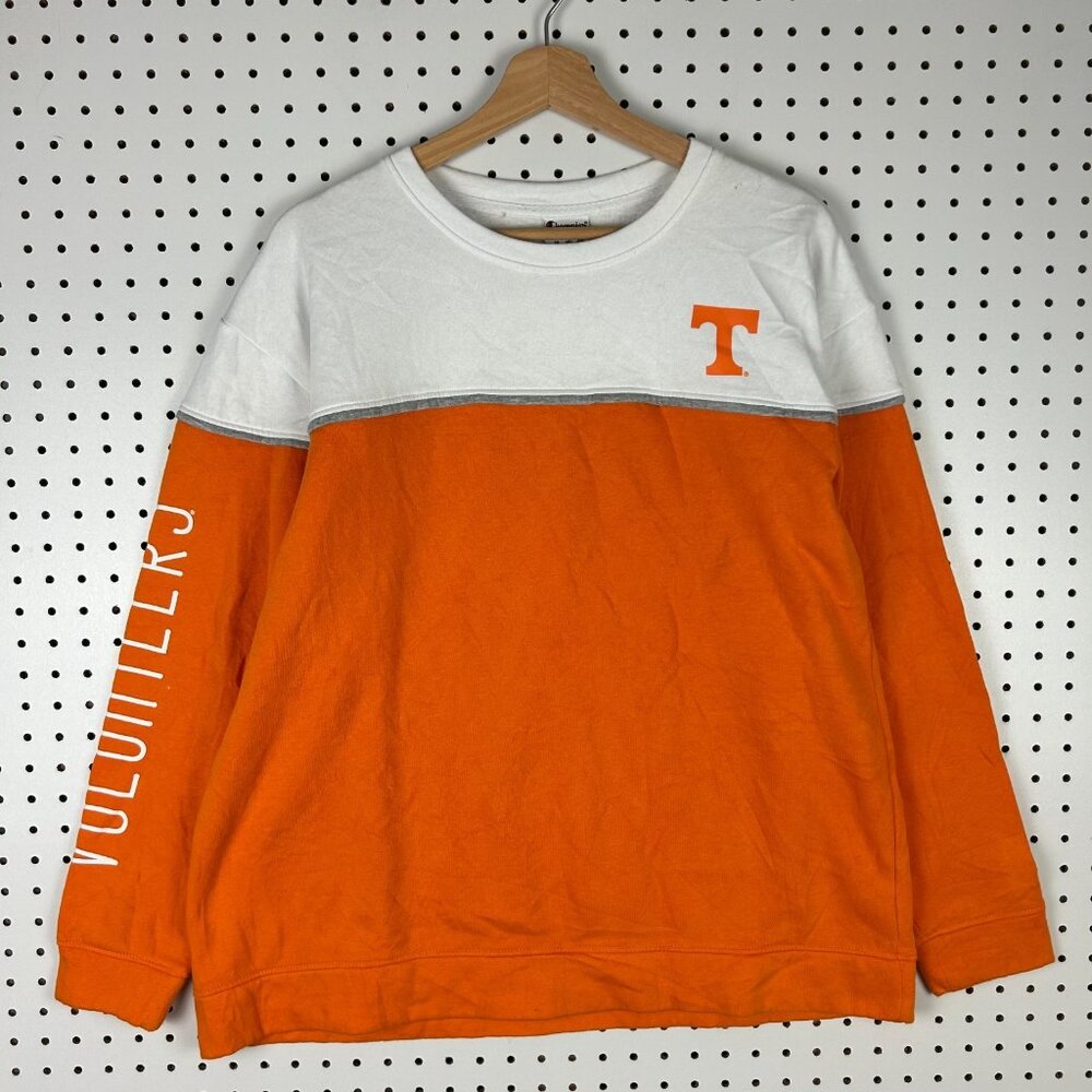 Tennessee Vols Crewneck T Shirt Women Large T Shirt Champion Spirit White Orange